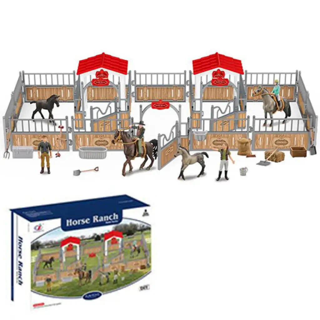 Horse Ranch prémium lovarda kezdőszett figurákkal, karámmal és kiegészítőkkel kép 1