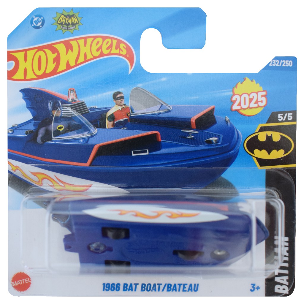 Hot Wheels: 1966 Bat Boat kék kisautó 1/64 - Mattel kép 1