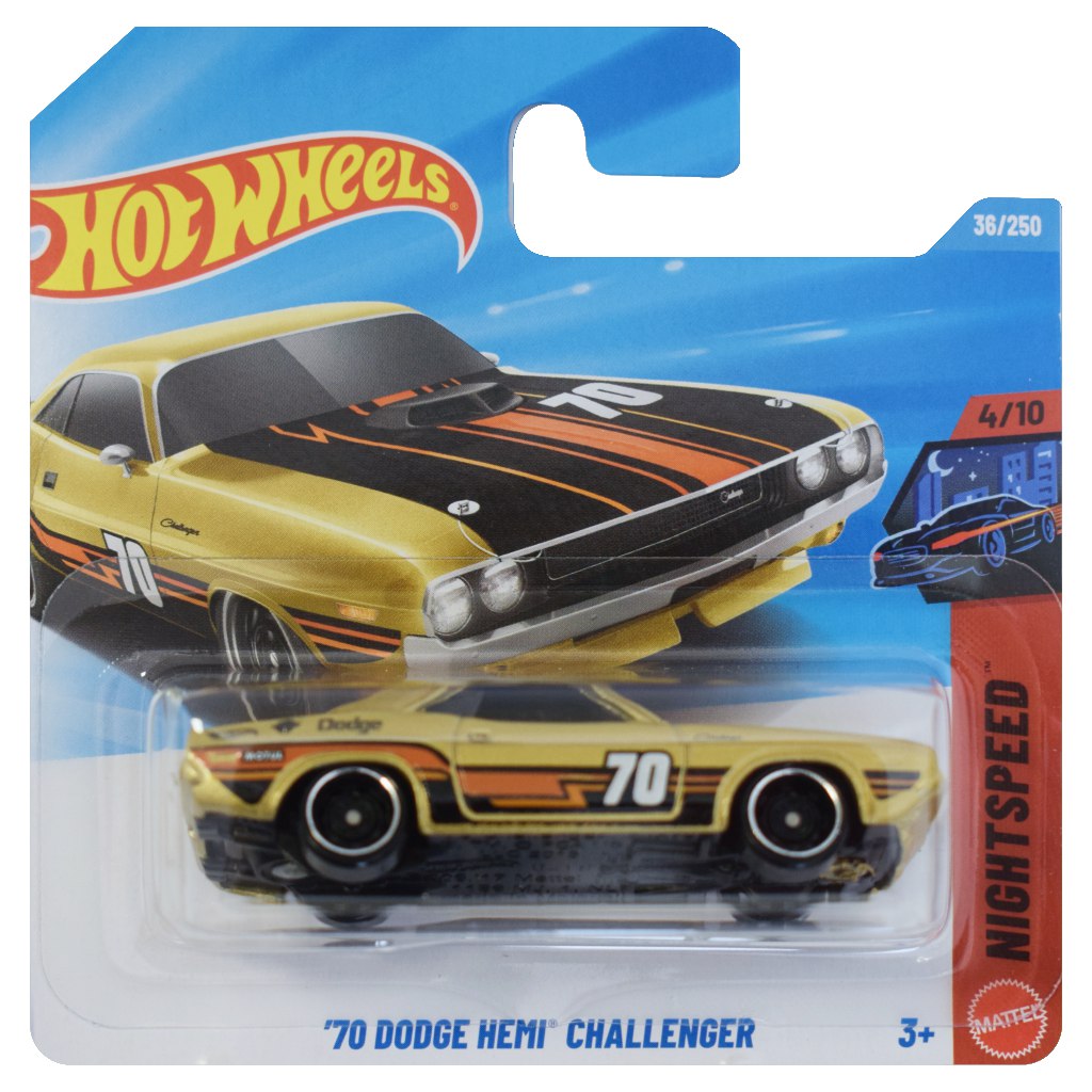 Hot Wheels: '70 Dodge HEMI Challenger aranysárga kisautó 1/64 - Mattel kép 1