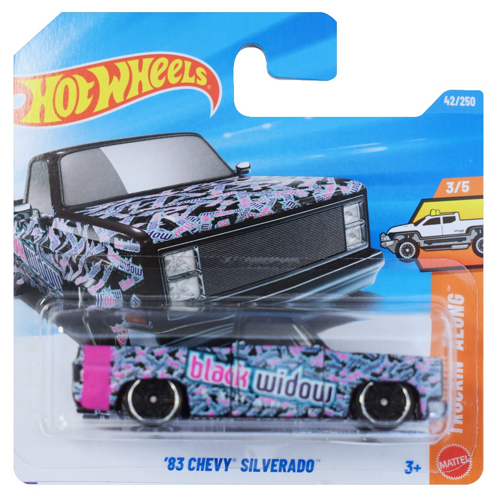 Hot Wheels: '83 Chevy Silverado black widow kisautó 1/64 - Mattel kép 1