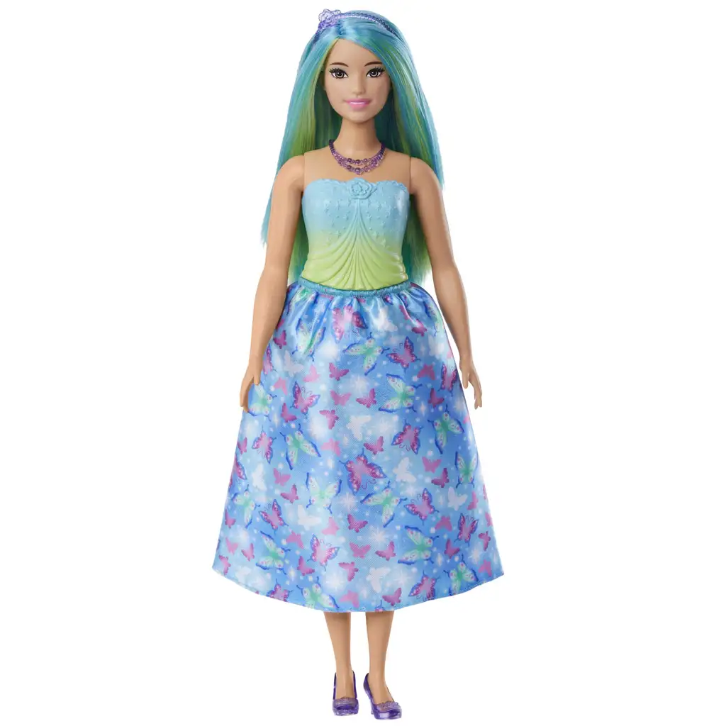 Barbie Dreamtopia: Hercegnő baba kék pillangós ruhában - Mattel kép 2