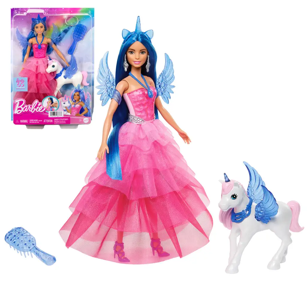 Barbie: Zafír pegazus hercegnő baba kiegészítőkkel - Mattel kép 1