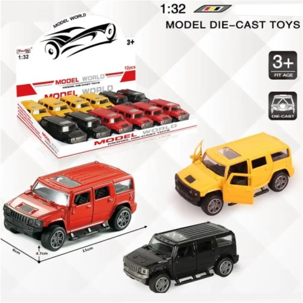 Hummer hátrahúzható fém autómodell több változatban 1/32 kép 1