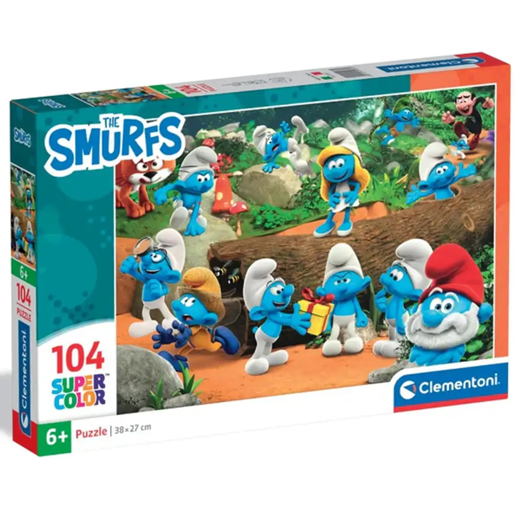 Hupikék törpikék erdei móka 104db-os supercolor puzzle - Clementoni kép 1