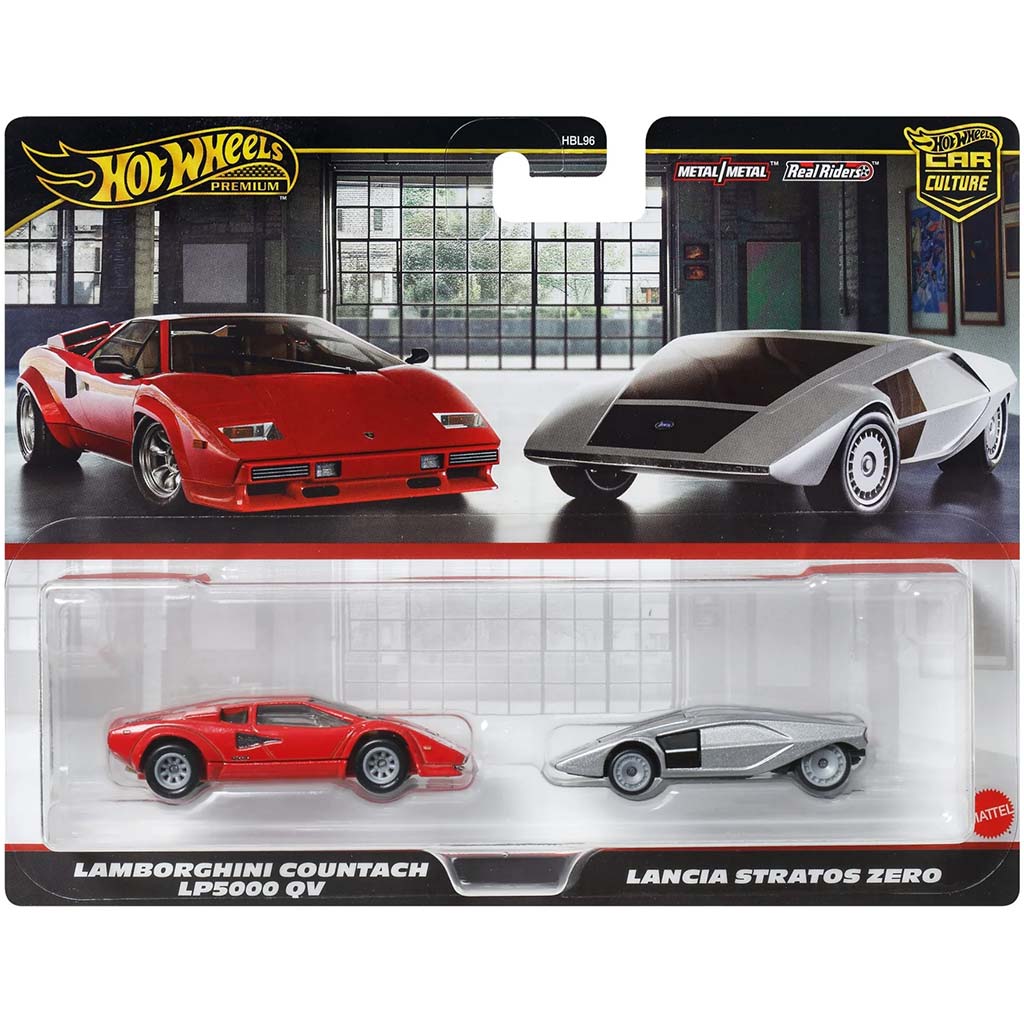 Hot Wheels Deluxe kisautó 2db-os csomag Lamborghini Countach LP5000 QV és Lancia Stratos Zero - Mattel kép 1