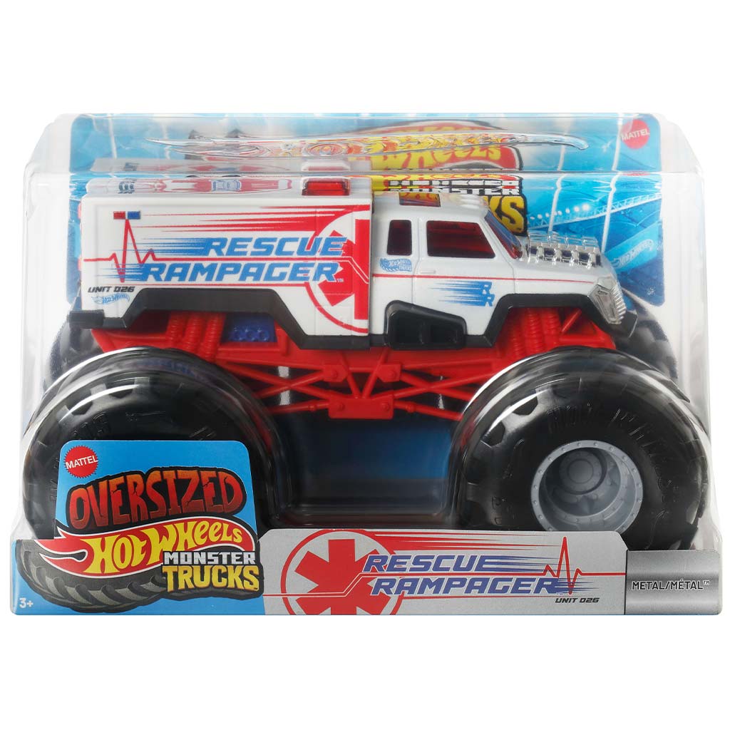 Hot Wheels: Monster Trucks Oversized Rescue Rampager monster autó 1/24 - Mattel kép 1