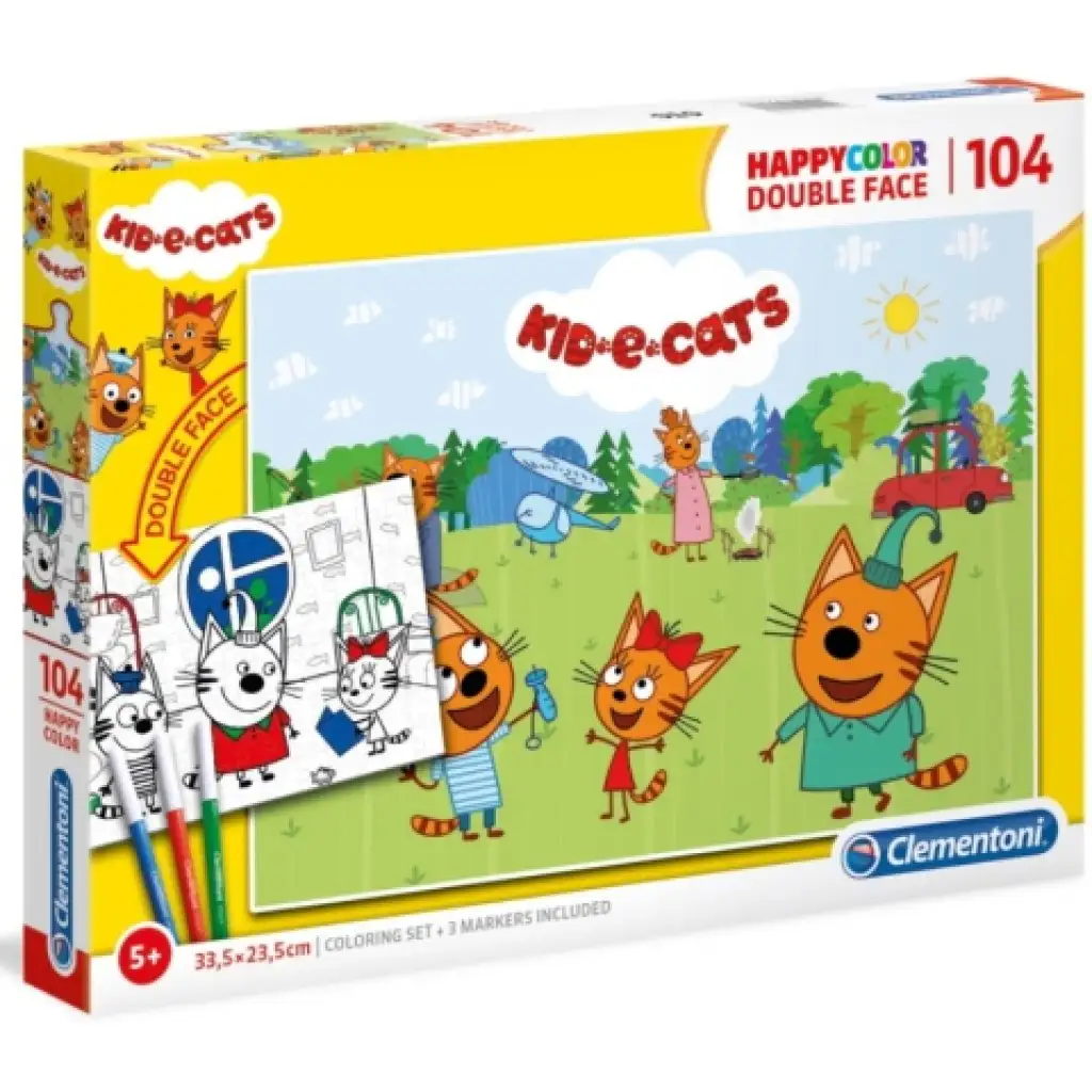Ici pici cicák Double 2 az 1-ben 104db-os színezhető kétoldalas puzzle - Clementoni kép 1