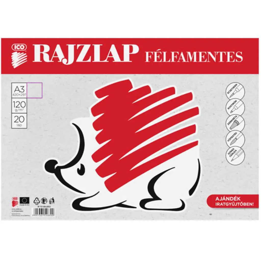 Ico: Süni félfamentes rajzlap A/3-as méretben 20 lap kép 1