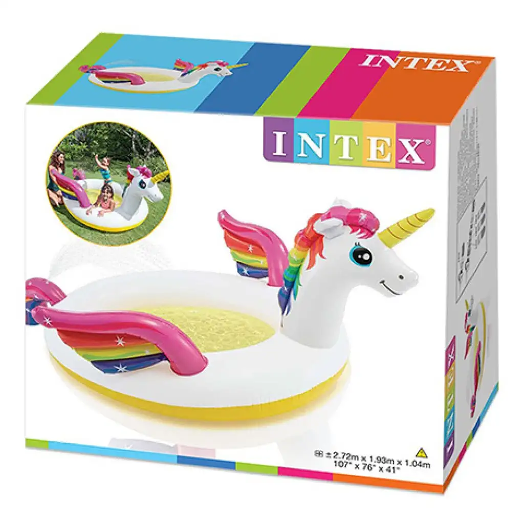 Intex: Unikornis spriccelős gyerekmedence 272x193x104cm kép 4