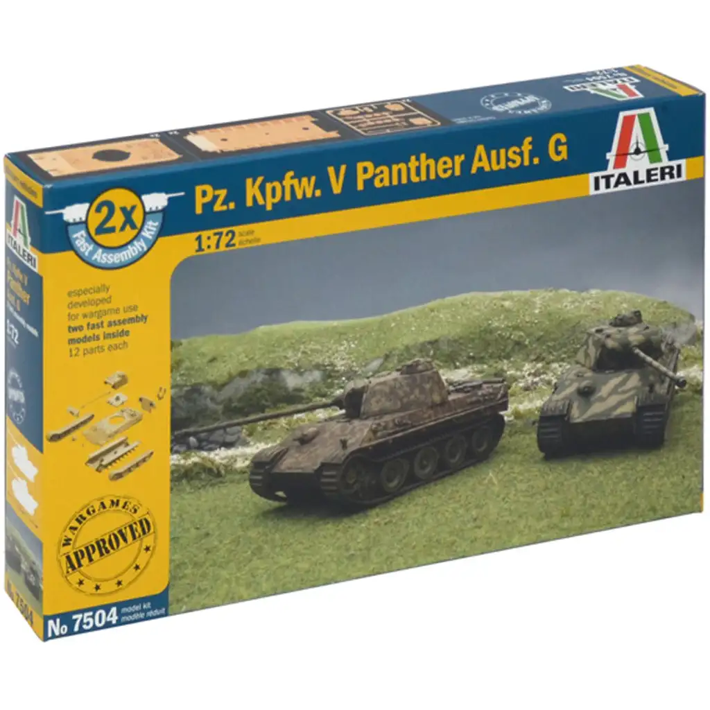 Italeri 1/72 Pz. Kpfw. V Panther Ausf. G Párduc tank 2db-os makett szett kép 1
