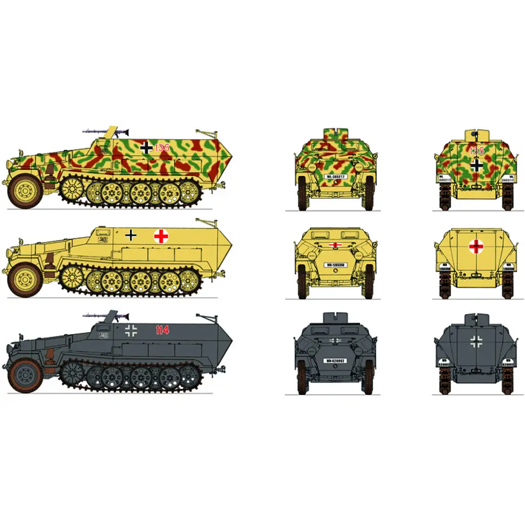 Italeri 1/72 Sd. Kfz. 251/1 Ausf. C féllánctalpas páncélozott járművek 2db-os makett szett kép 3