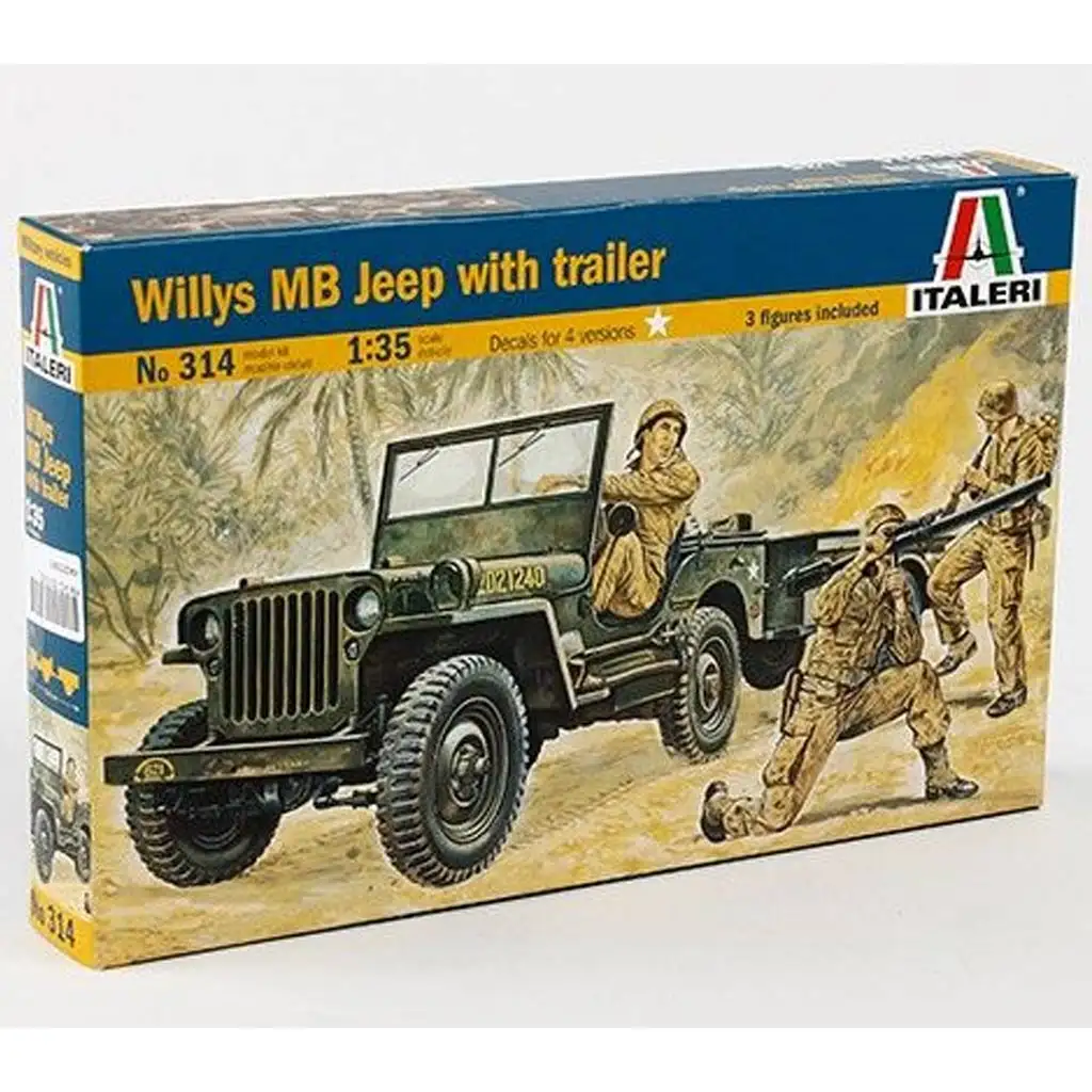 Italeri 1/35 Willys MB katonai Jeep utánfutóval jármű makett kép 1