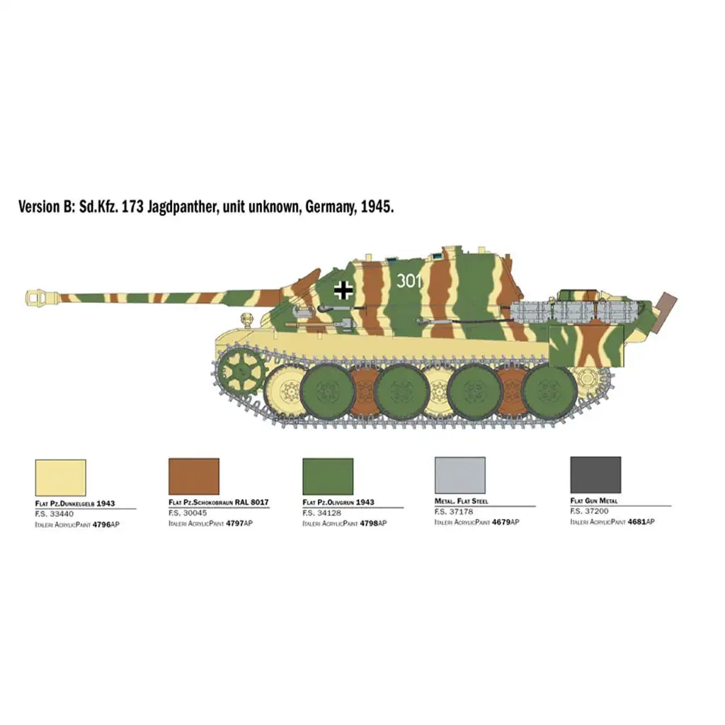 Italeri 1/35 Sd.Kfz.173 Jagdpanther tank legénységgel téli egyenruhában makett kép 3