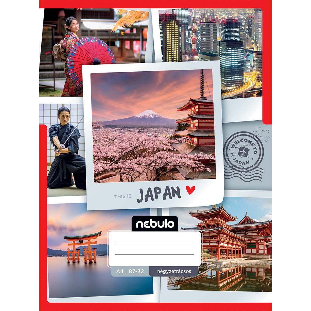 Nebulo: Tűzött kockás Japán mintás füzet 87-32 A/4 kép 1