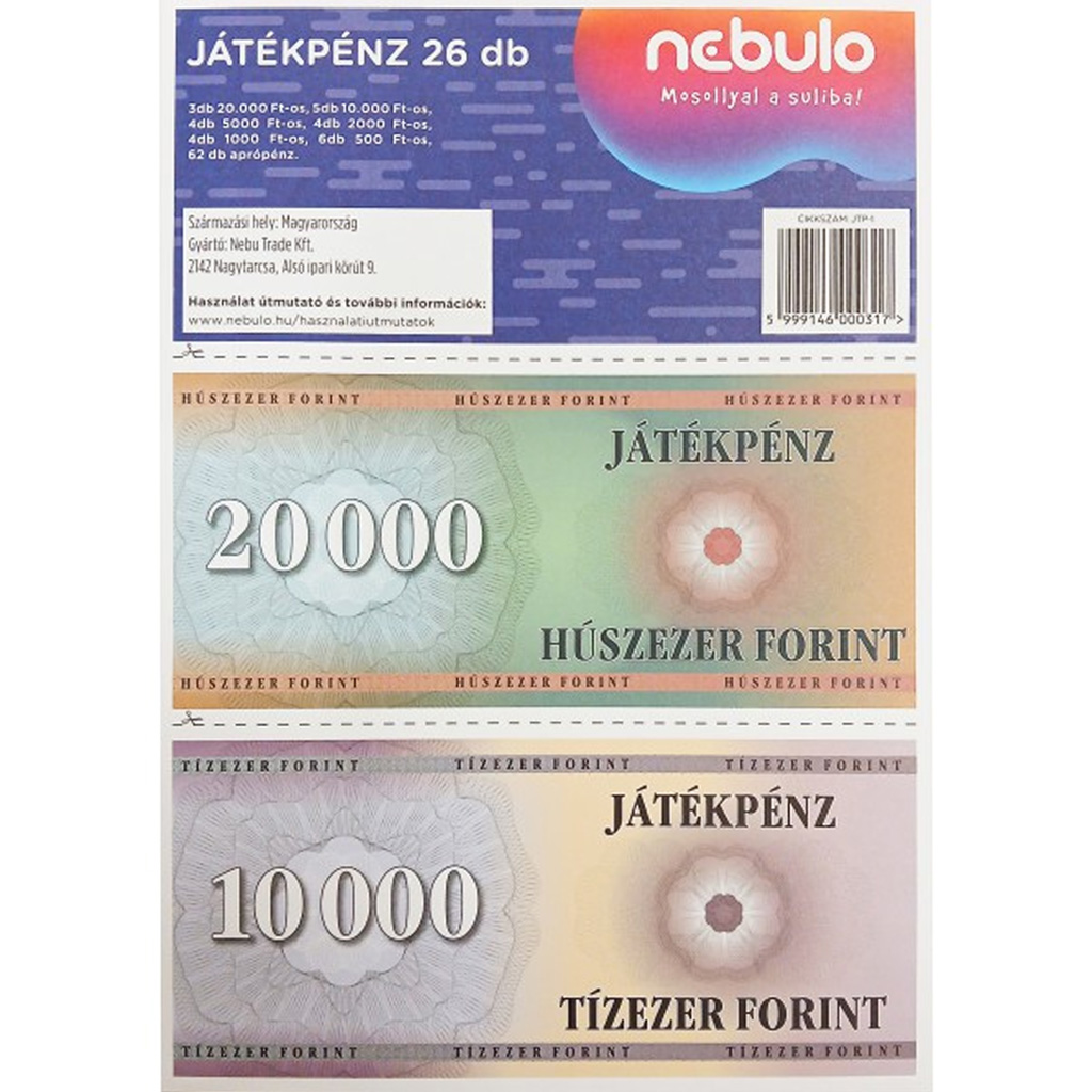 Nebulo: Játékpénz csomag kivágható aprópénzzel kép 1