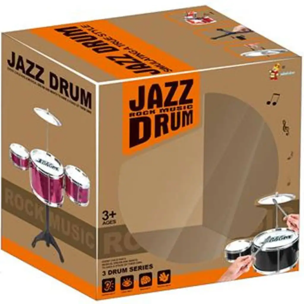 Jazz Drum állványos 4 részes fekete dob játékszett kép 1