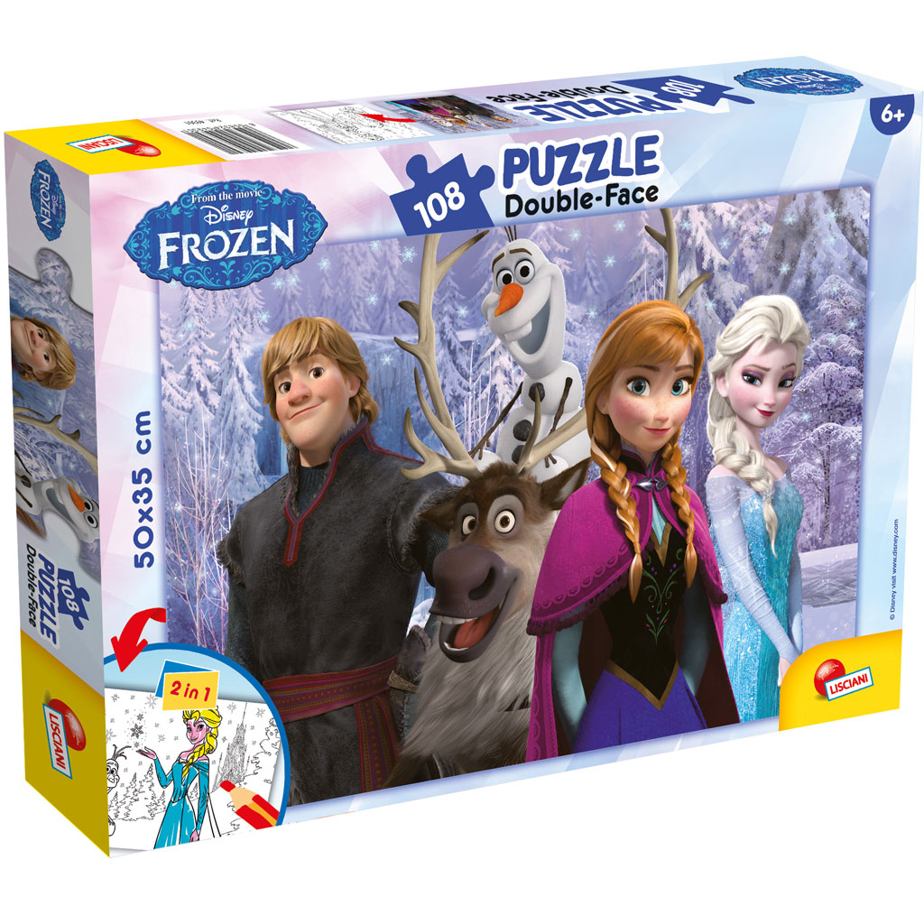 Jégvarázs – A barátság ereje 2 az 1-ben 108db-os puzzle és színező 50x35cm - Lisciani kép 1