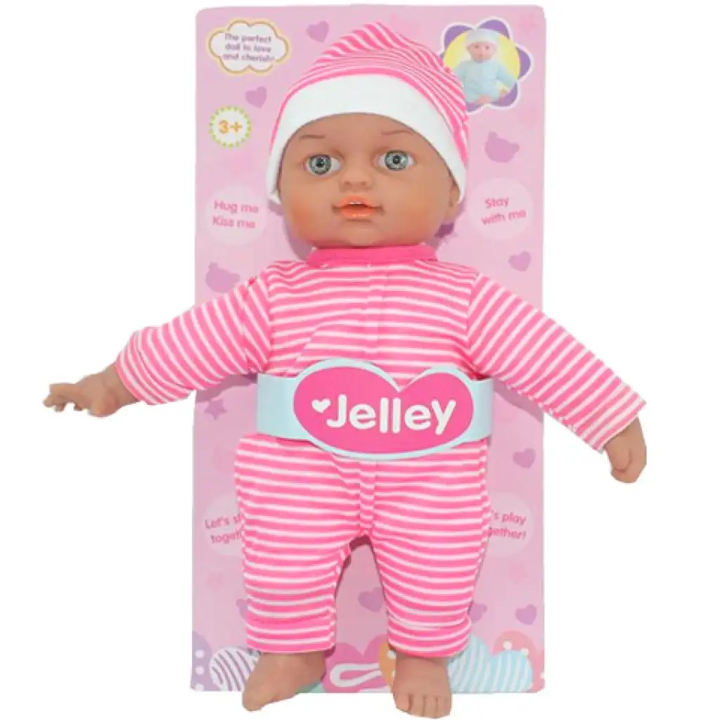 Jelley baba csíkos ruhában 25cm kép 1