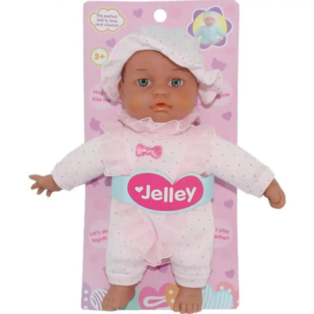 Jelley baba pöttyös ruhában 25cm kép 1