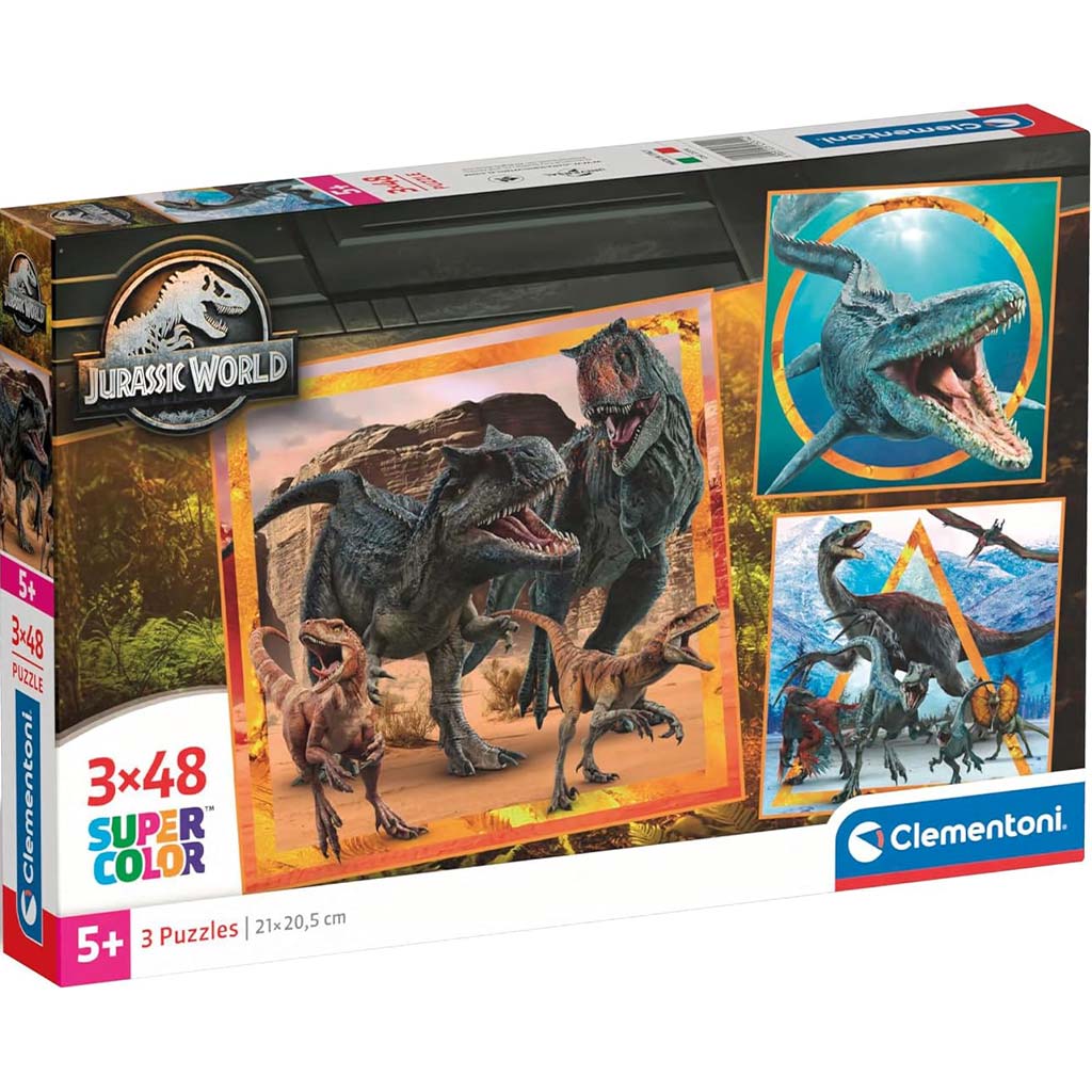Jurassic World 3x48db-os Supercolor puzzle - Clementoni kép 1