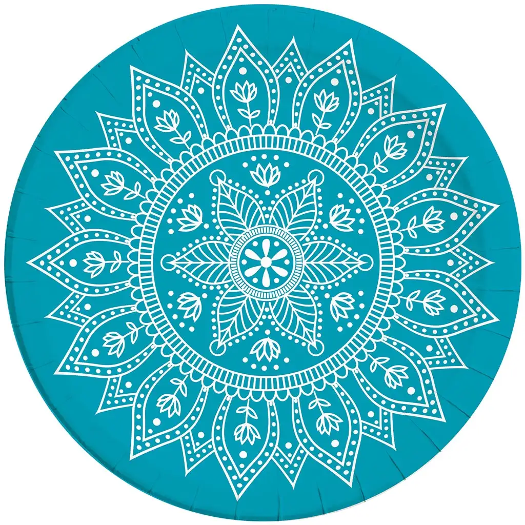 Mandala kék-fehér papírtányér 8db-os szett 23cm kép 1