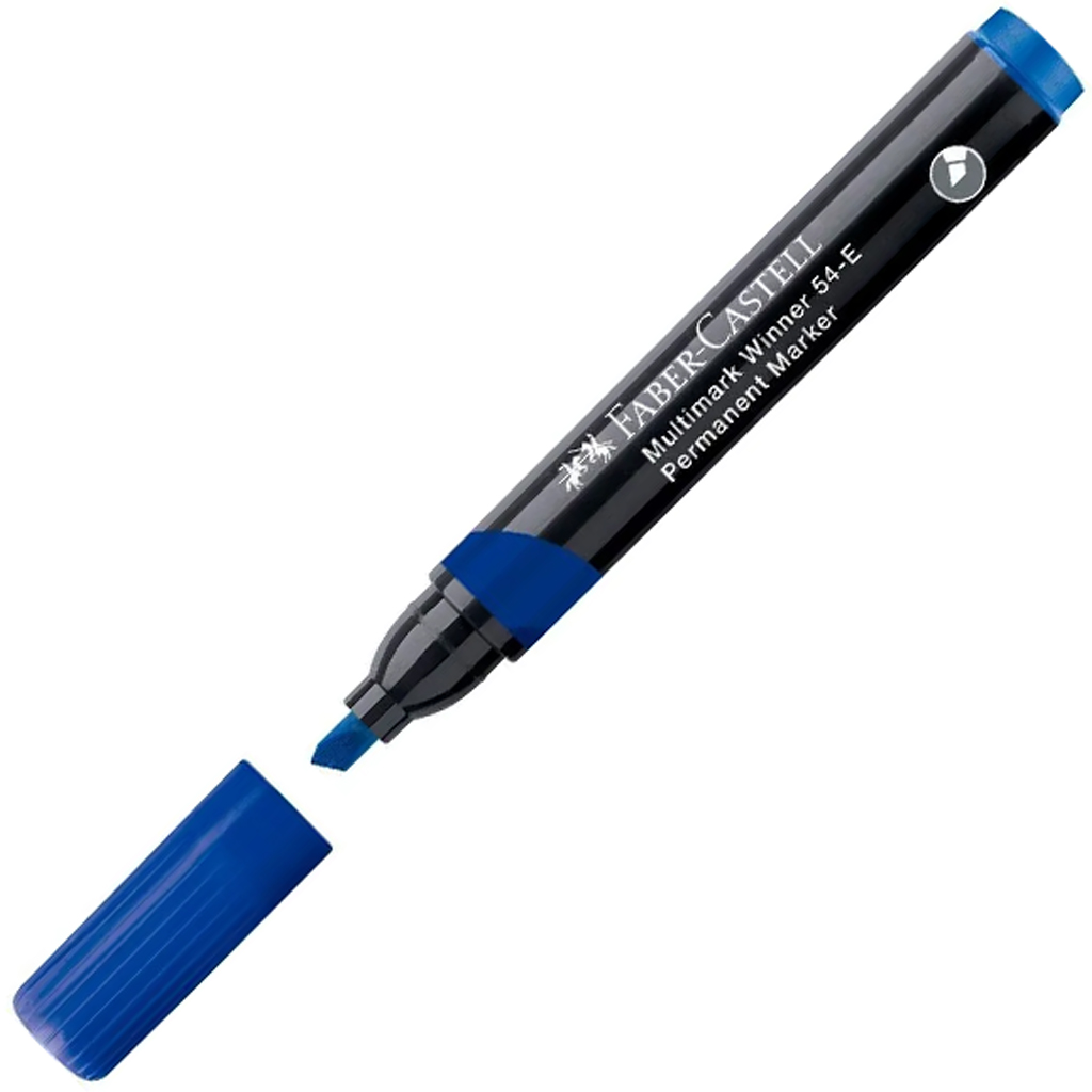 Faber-Castell: Permanent Marker kék alkoholos filctoll vágott heggyel kép 1