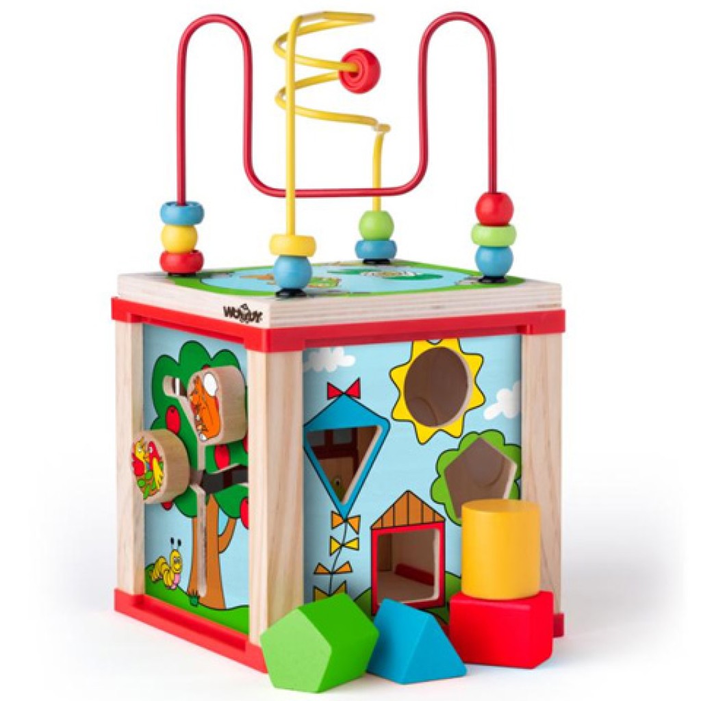 Készségfejlesztő kocka bűvös körökkel - Woodyland kép 1