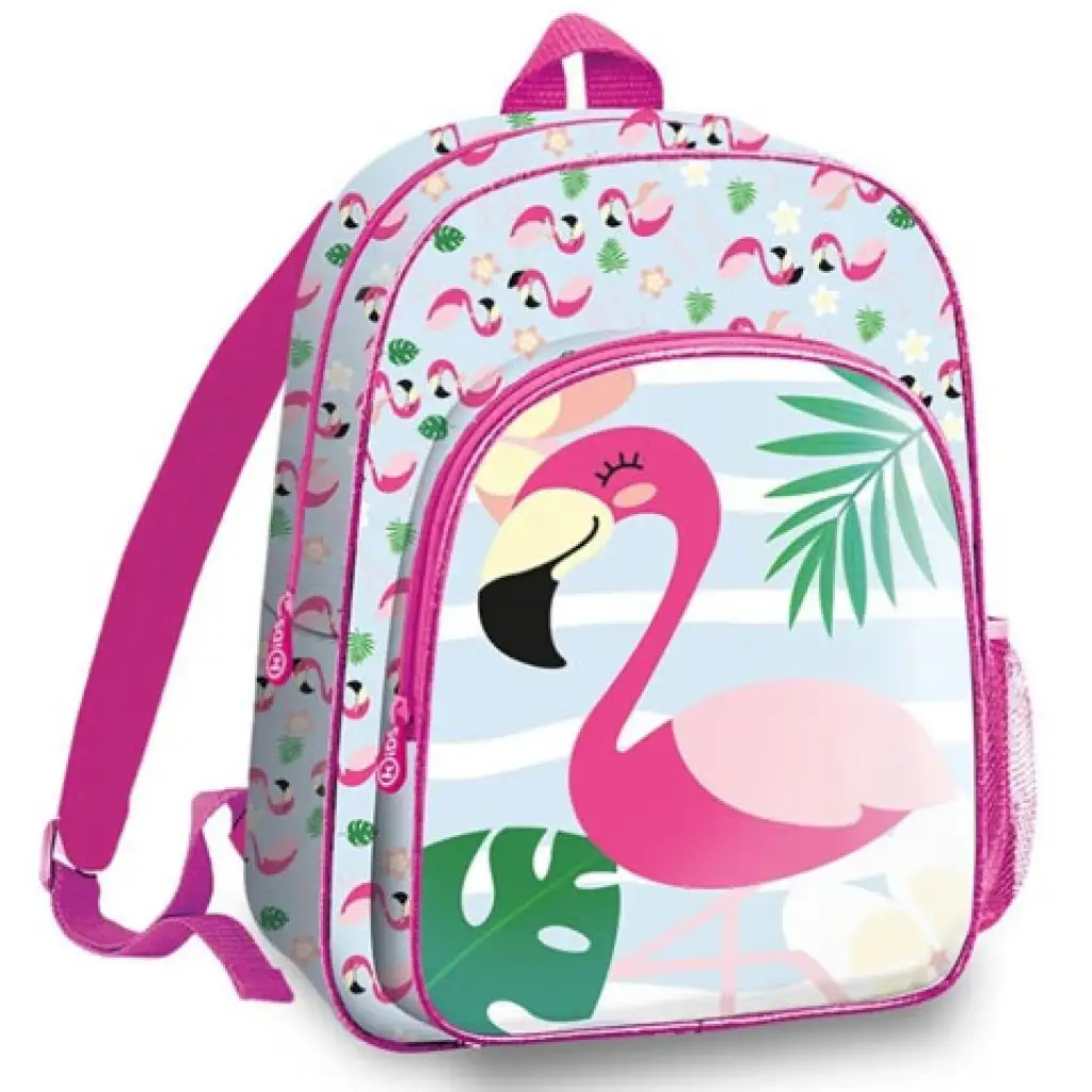 Flamingó lekerekített iskolatáska, hátizsák 36cm kép 1