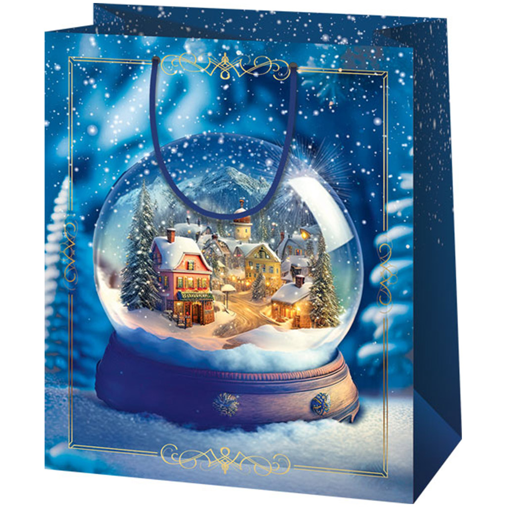Cardex: Falu a hógömbben közepes méretű ajándéktáska 17x10x23cm kép 1