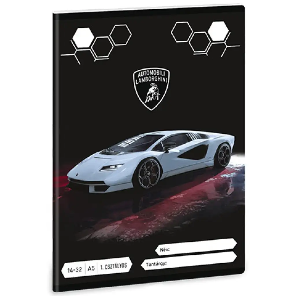 Ars Una: Lamborghini szürke 1.osztályos vonalas füzet A/5 14-32 kép 1