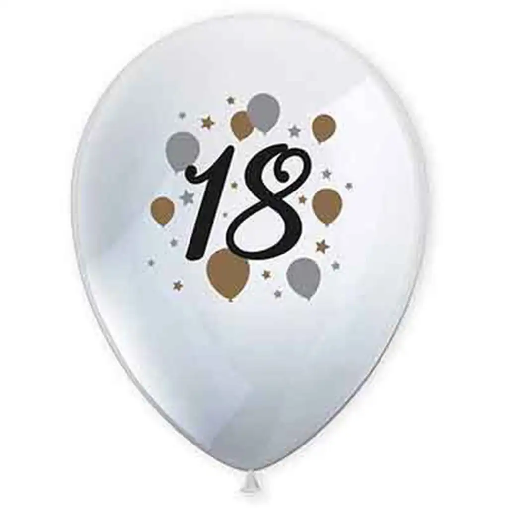 "18" év mintás latex lufi 6db-os szett kép 1