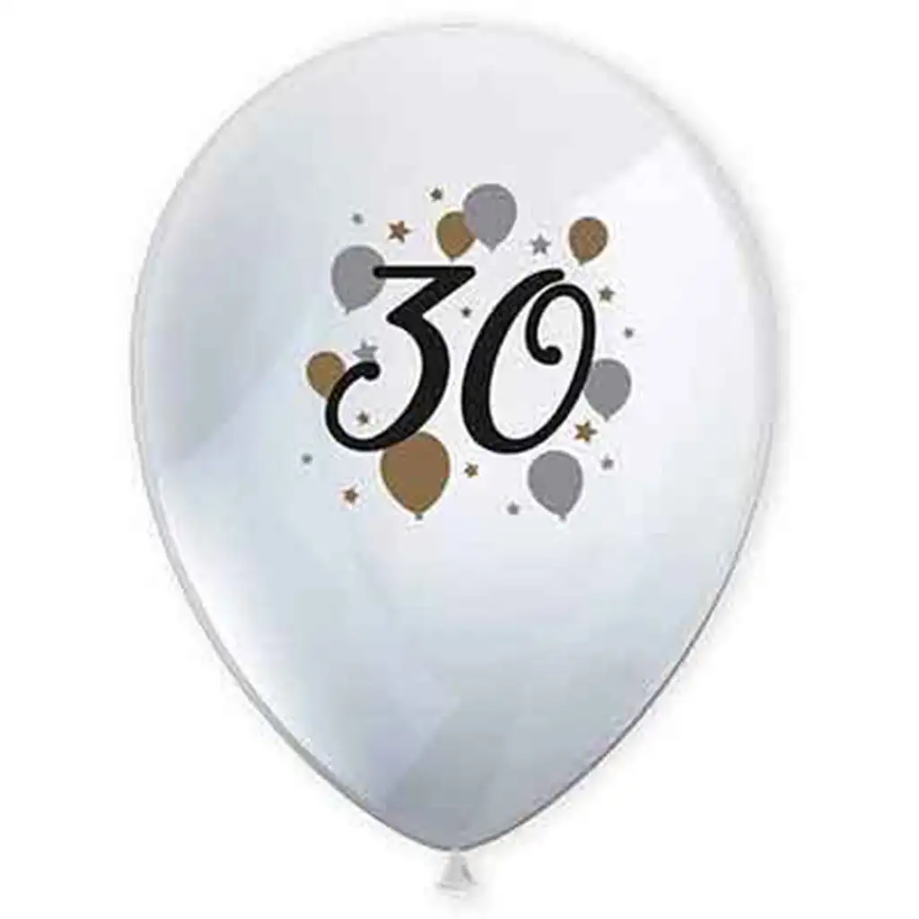 "30" év mintás latex lufi 6db-os szett kép 1