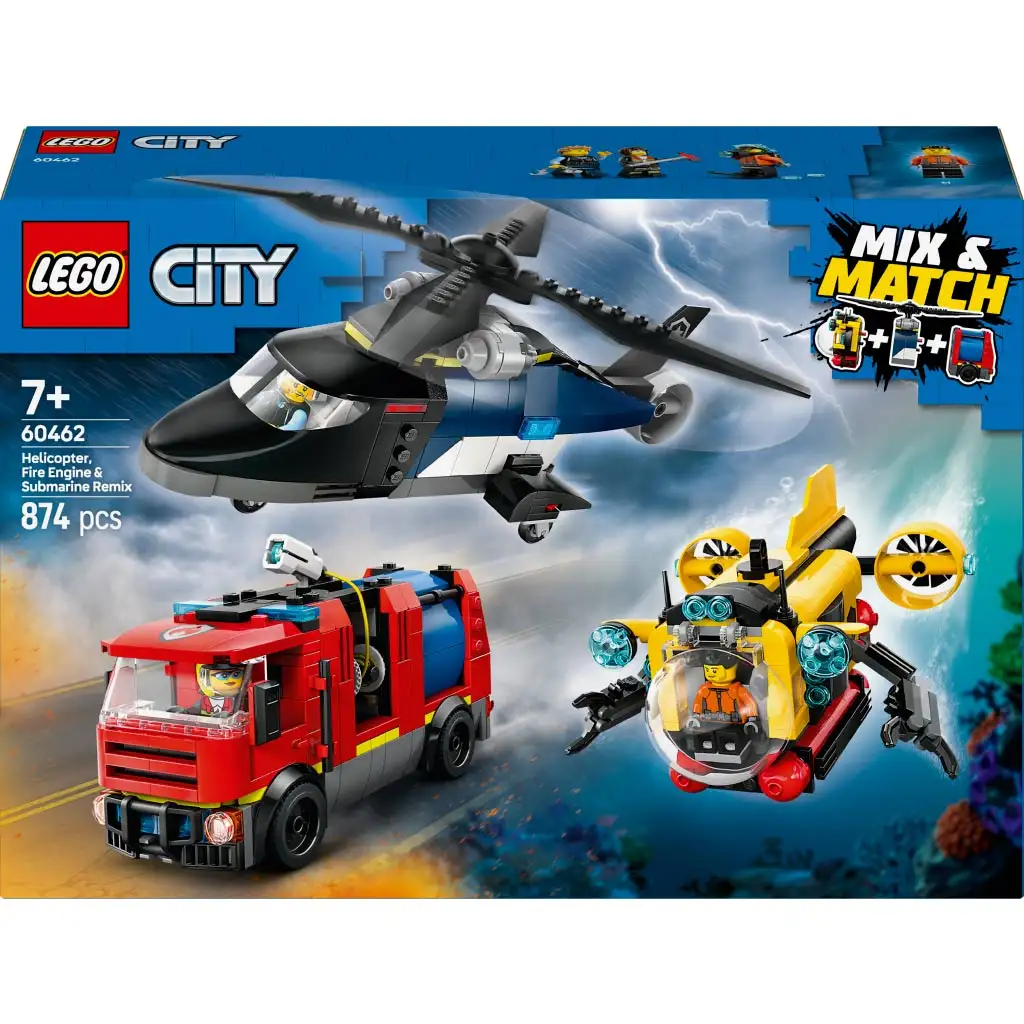 LEGO® City: Helikopter, tűzoltóautó és tengeralattjáró egy csomagban (60462) kép 1