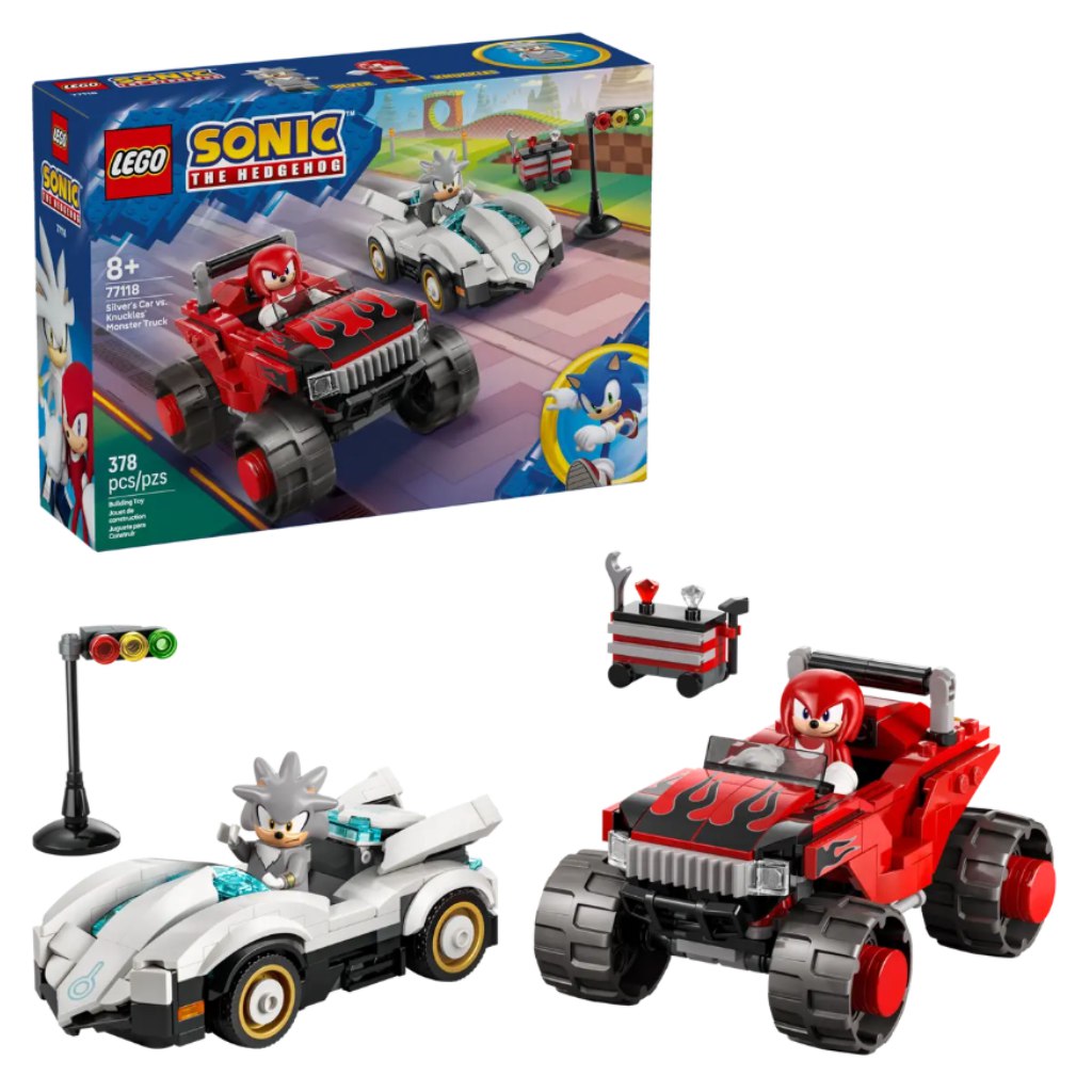 LEGO® Sonic the Hedgehog™: Silver autója Knuckles monster truckja ellen (77118) kép 1