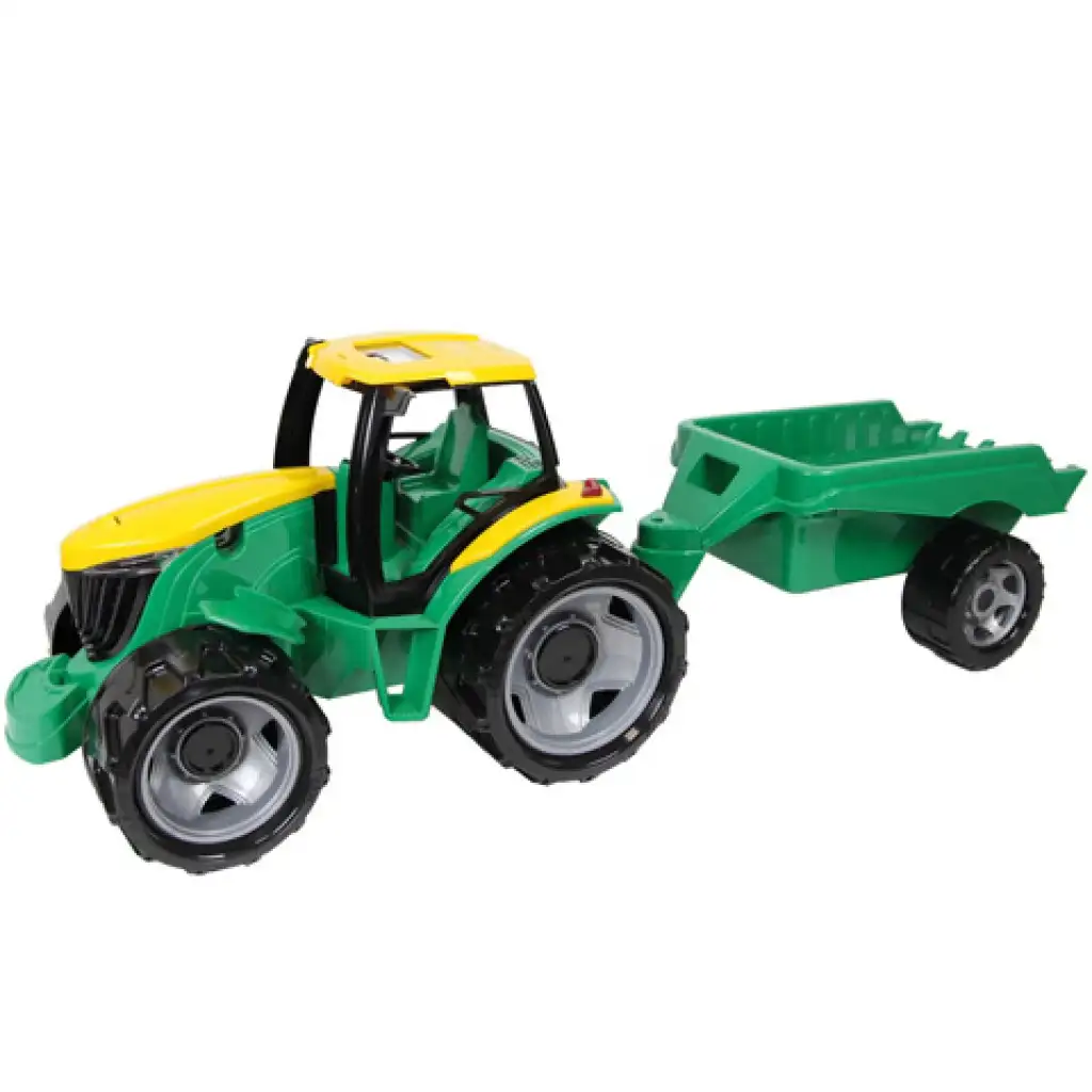 LENA: Óriás traktor utánfutóval zöld/sárga 93cm kép 1