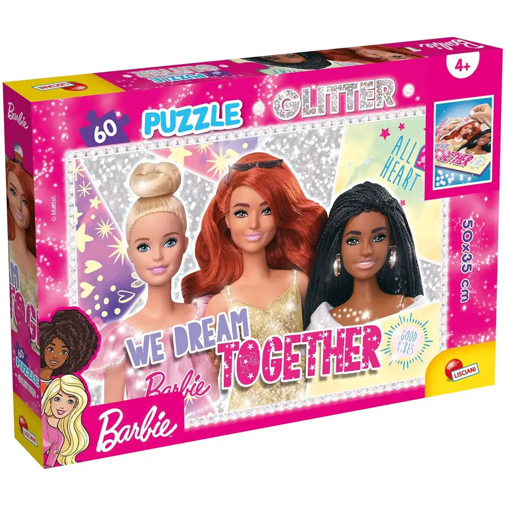 Barbie barátnők 60db-os glitter puzzle 50x35cm - Lisciani kép 1