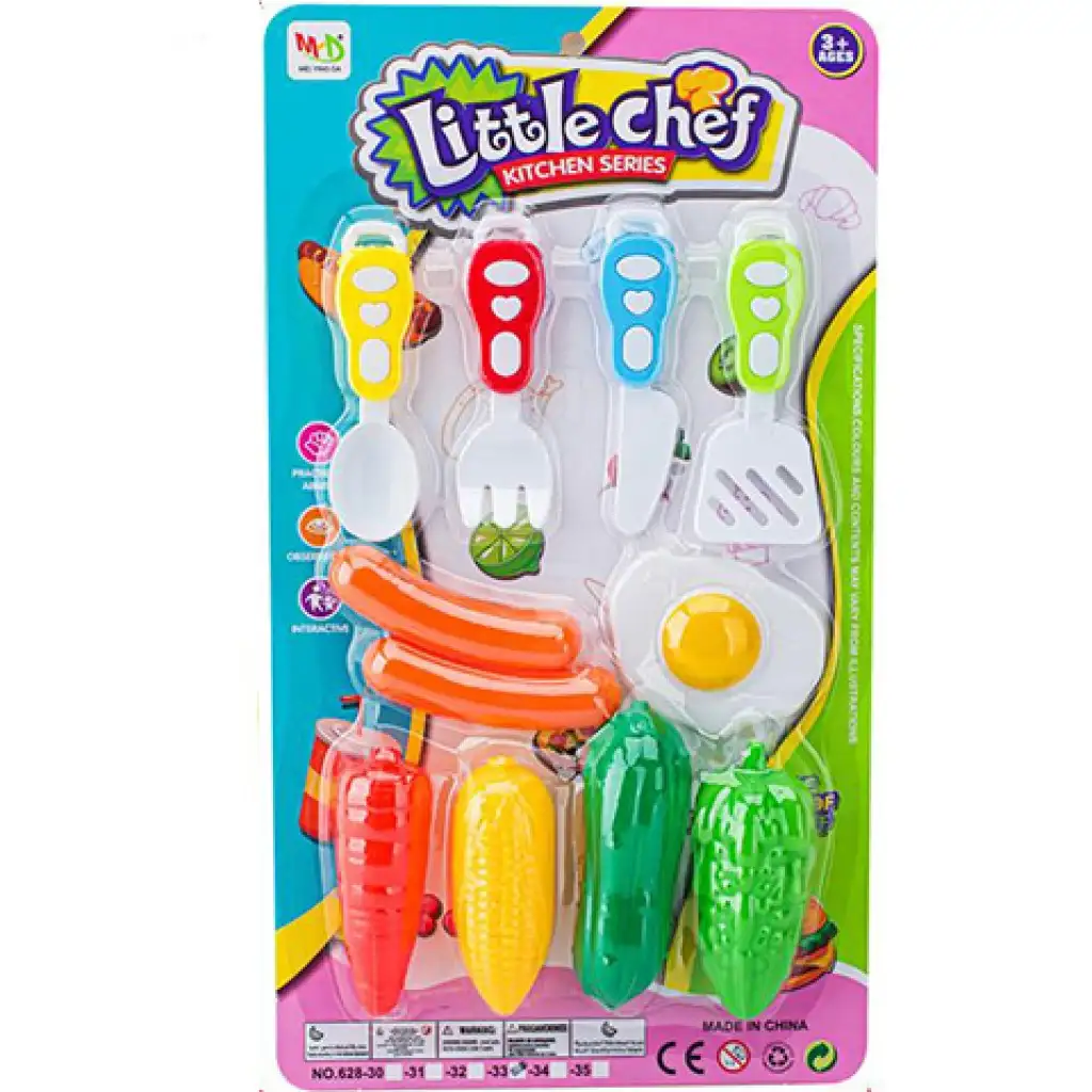 Little Chef élelmiszer szett zöldséggel és evőeszközökkel kép 1