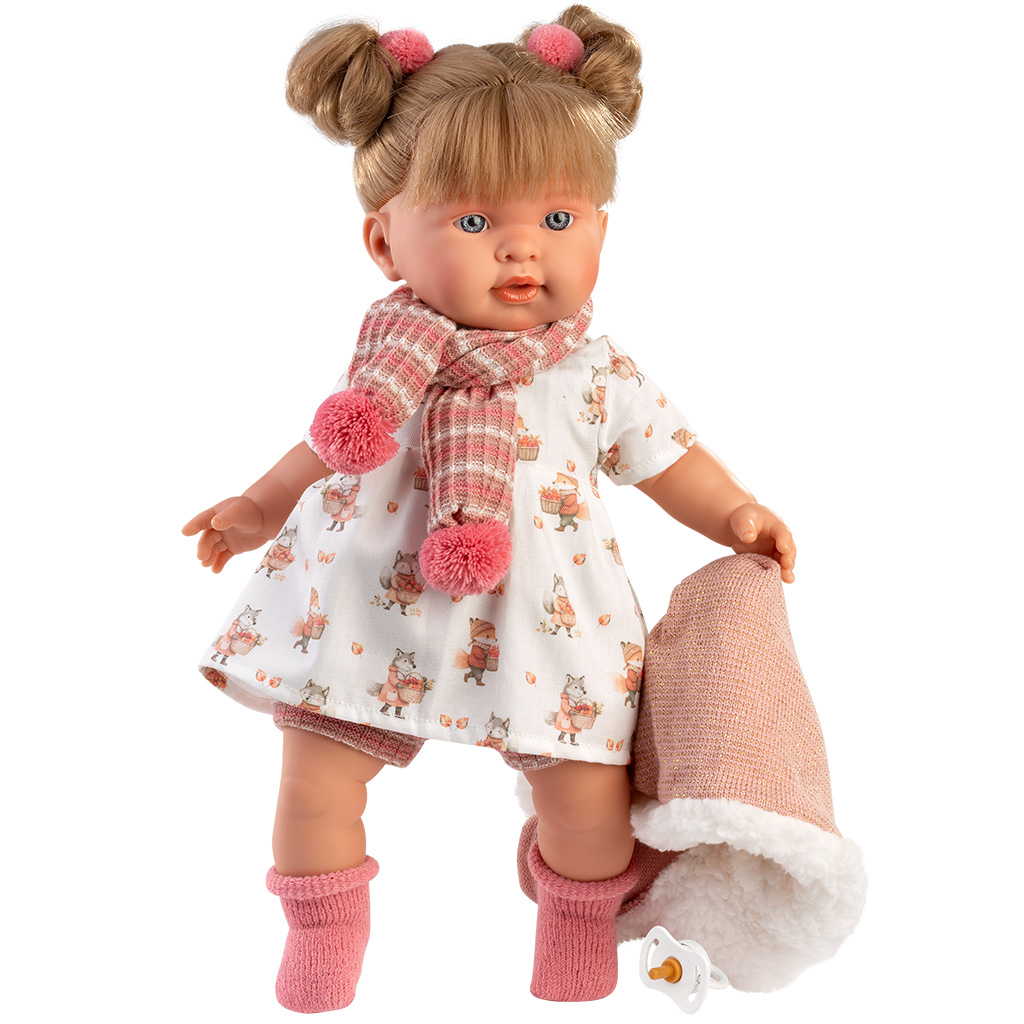 Llorens: Alexandra 42cm-es síró baba cumival állatos ruhában kép 1