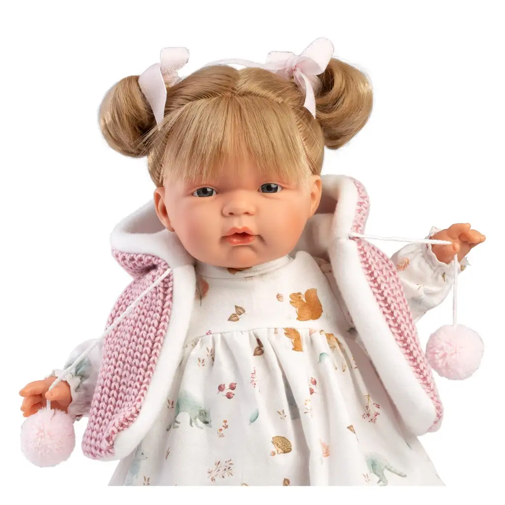 Llorens: Joelle 38cm-es baba hanggal őzikés ruhában kép 3