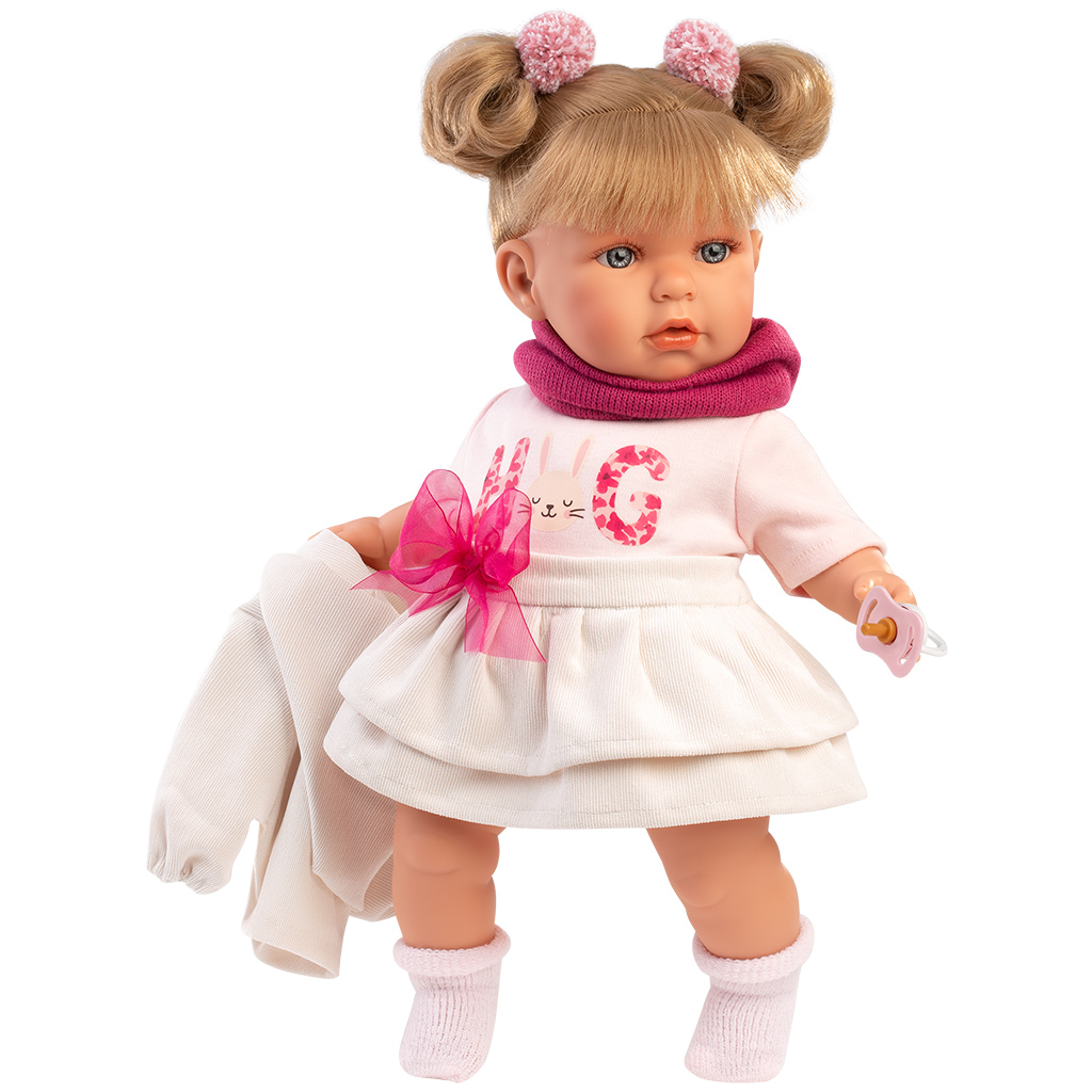 Llorens: Júlia 42cm-es síró baba cumival masnis szoknyában kép 1
