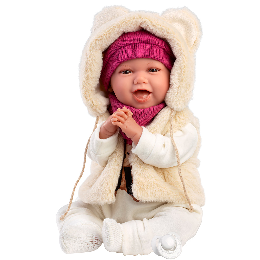 Llorens: Mimi 42cm-es síró baba Love Bear macis szettben kép 3