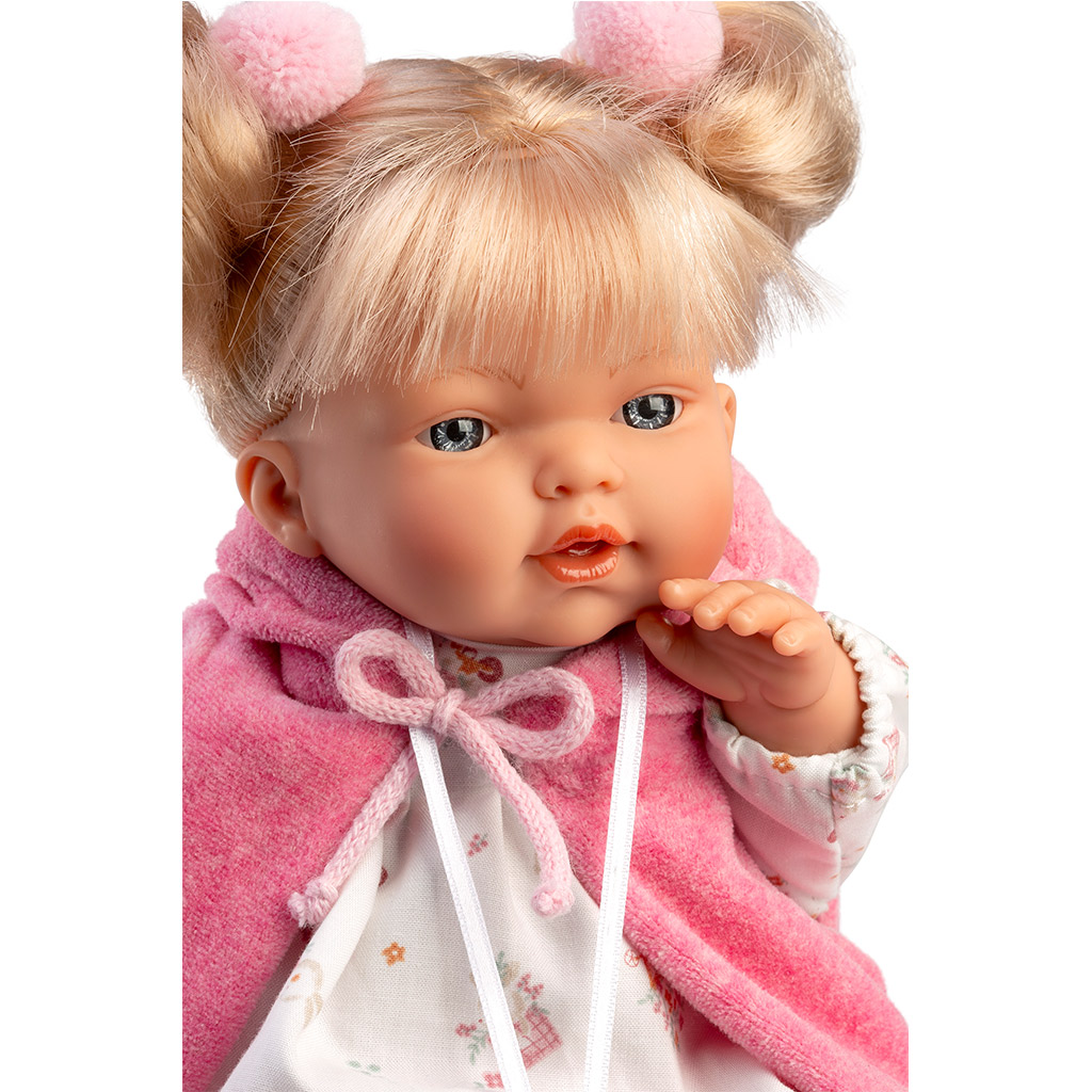 Llorens: Roberta 33cm-es baba cumival pink mellényben kép 3