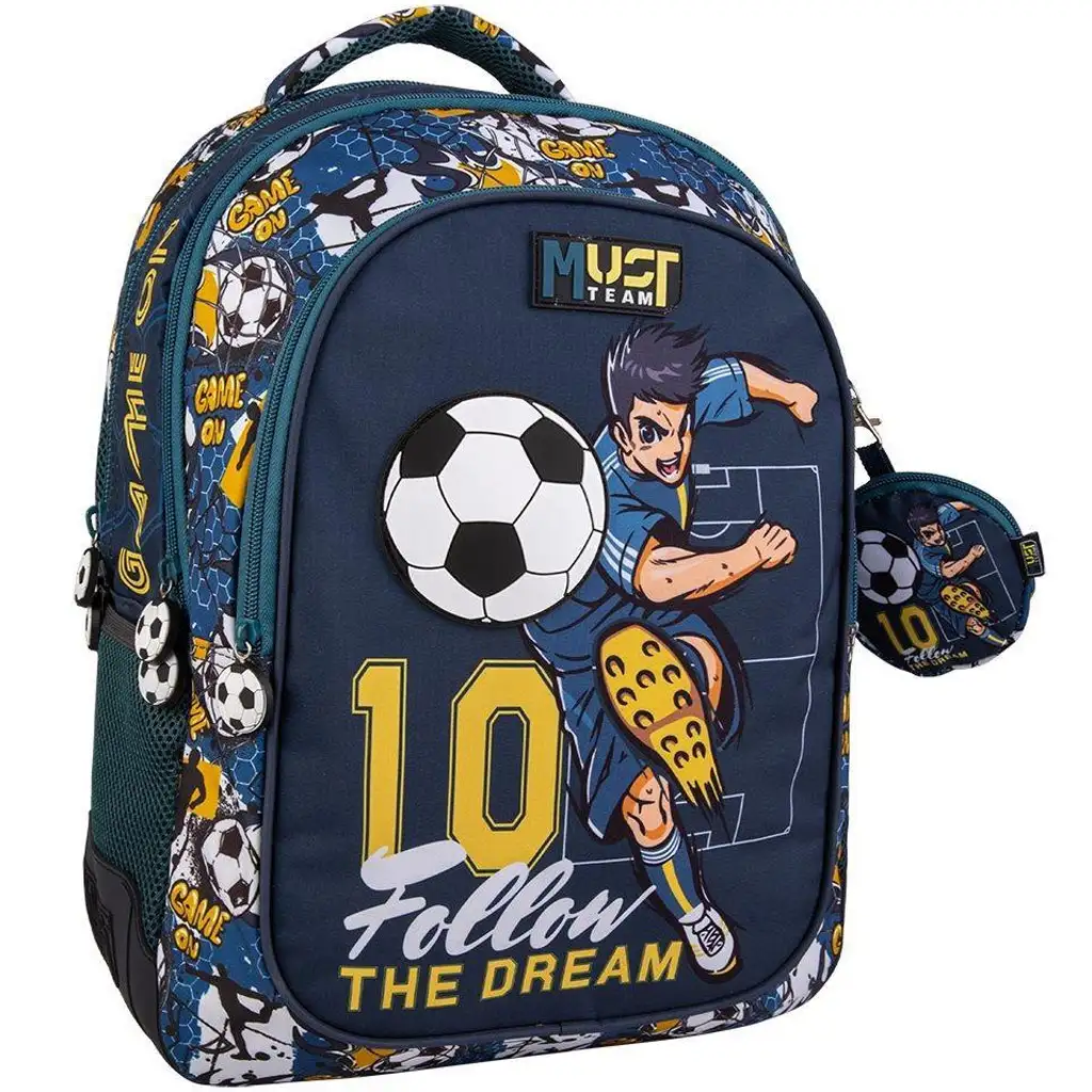 Luna: Must Team Focis lekerekített 3 rekeszes iskolatáska, hátizsák 32x18x43cm kép 1