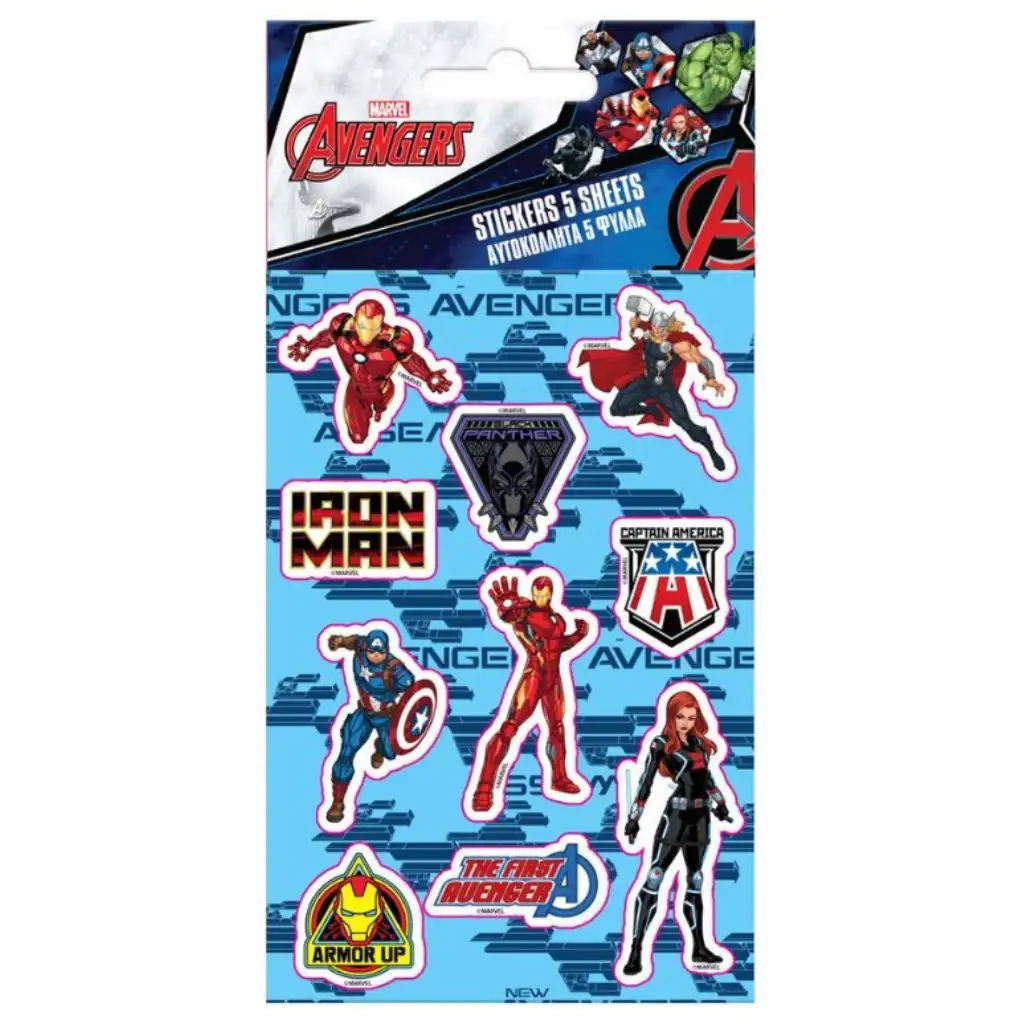 Marvel Bosszúállók öntapadós matrica szett  8x12cm-es íven 5db kép 1