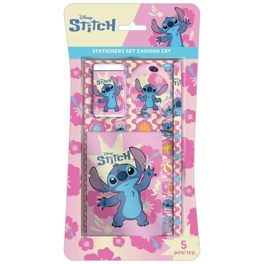 Luna: Disney Stitch 5db-os rózsaszín írószer szett kép 1