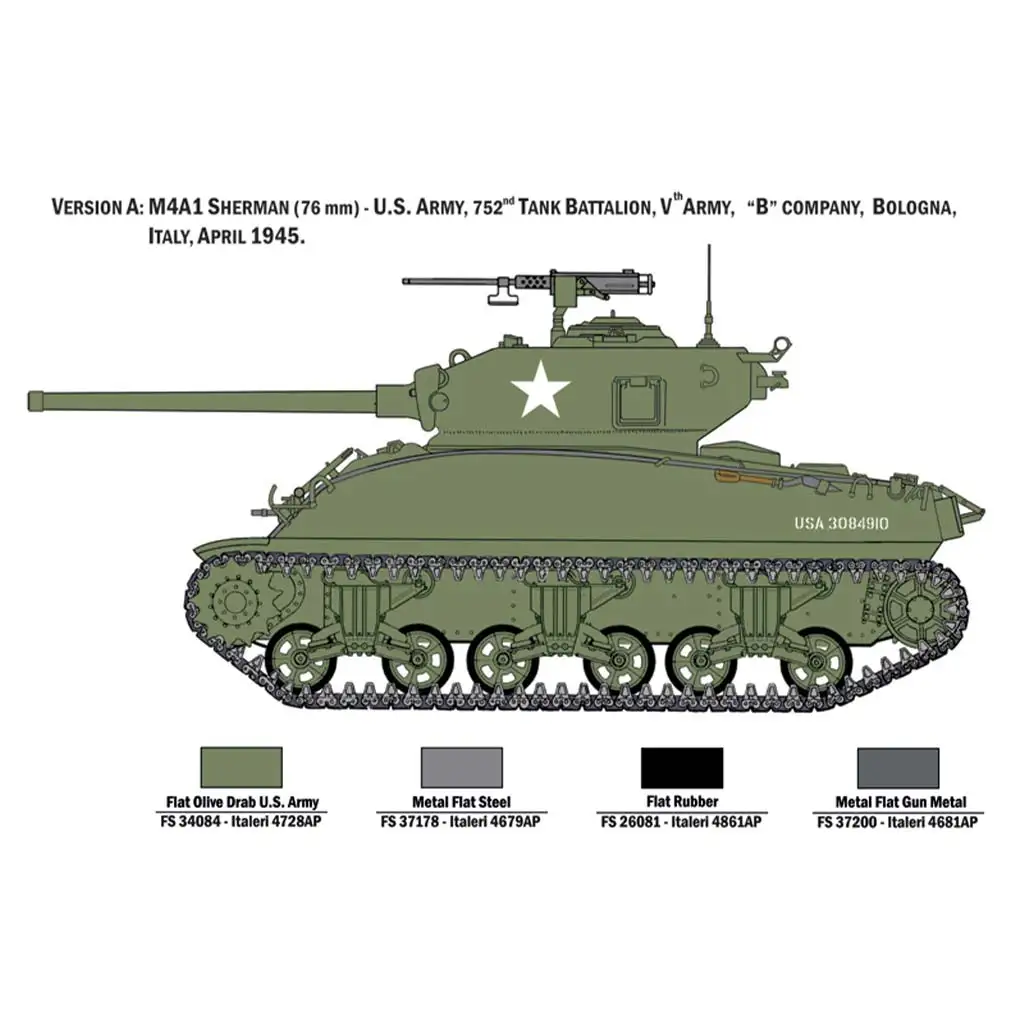 Italeri 1/35 M4A1 SHERMAN tank amerikai legénységgel makett kép 2