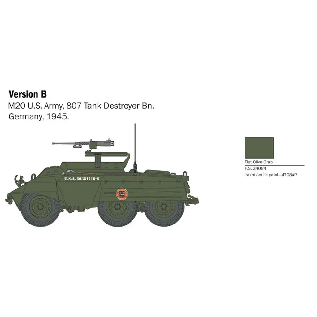 Italeri 1/56 M8/M20 tank makett kép 4