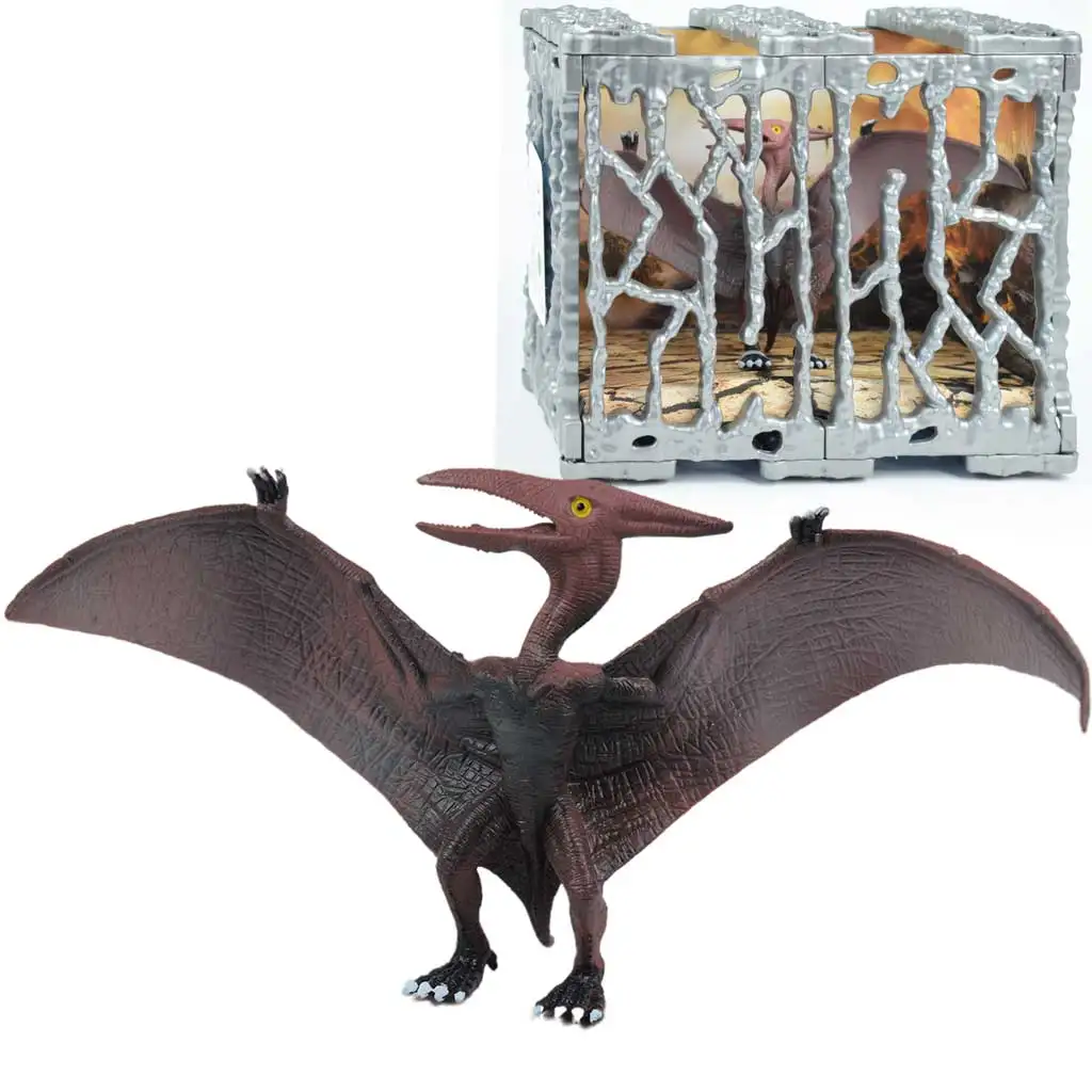 Dino World: Részletgazdagon kidolgozott 20cm-es Pterosaur dinoszaurusz figura ketrecben kép 1