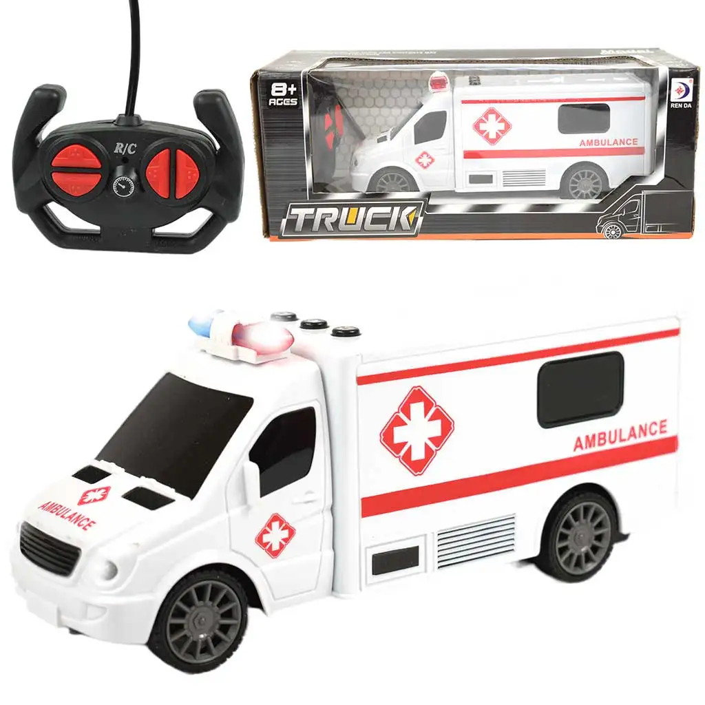 RC Távirányítós mentőautó fény és hang effektekkel 1/24-es méretarány 20cm kép 1