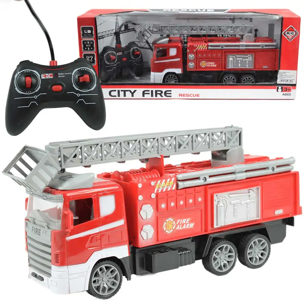 RC Távirányítós emelőkosaras tűzoltóautó fényeffektekkel 1/24-es méretarány 27MHz 30cm kép 1
